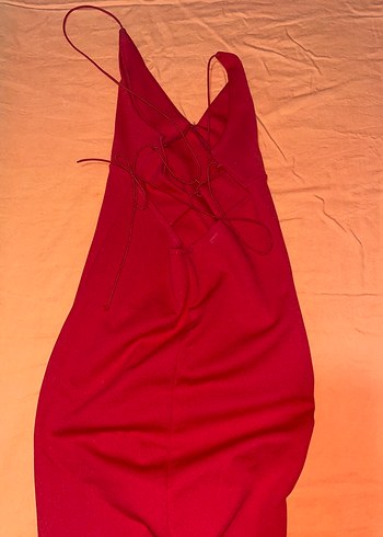 Bordo V Yakalı Midi Drapeli Elbise - Görsel 2