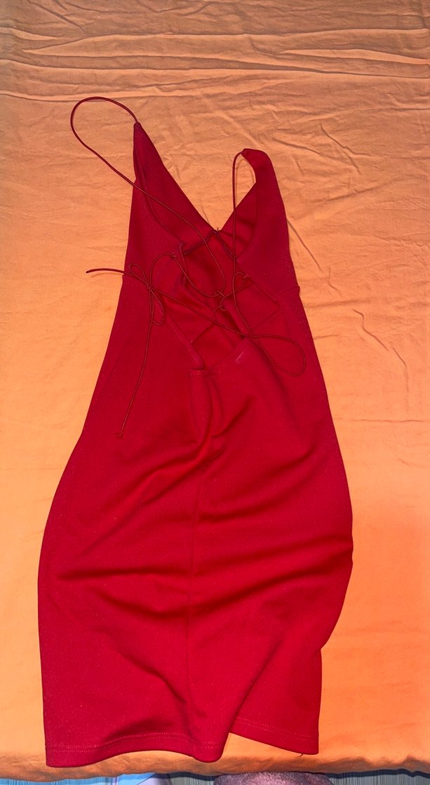 Bordo V Yakalı Midi Drapeli Elbise - Görsel 2