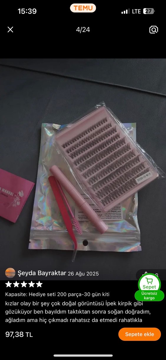 Pembe Pastel Takma Kirpik Seti - Görsel 3