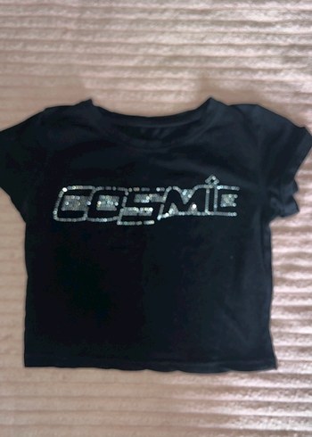 Siyah Payetli Kısa Kollu Tişört - Görsel 2