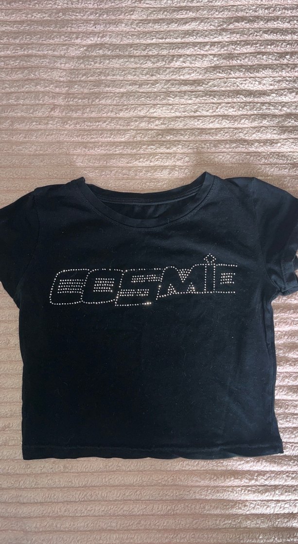 Siyah Payetli Kısa Kollu Tişört - Görsel 3