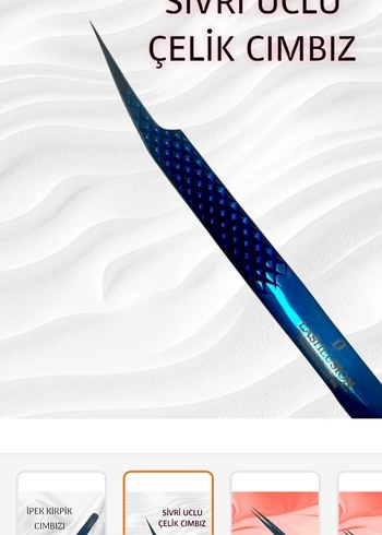 Mavi Sivri Uçlu İpek Kirpik Cımbızı - Görsel 2