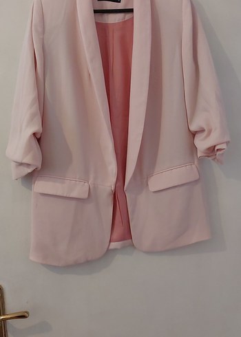 Pembe Midi Kadın Blazer Ceket