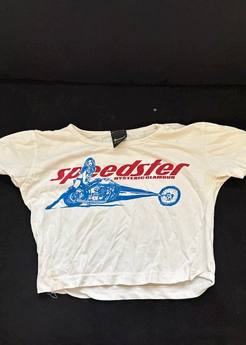 Diğer Speedster Yazili Ekru Crop Tisort