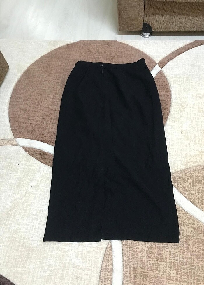 Kumaş siyah uzun etek - Görsel 4