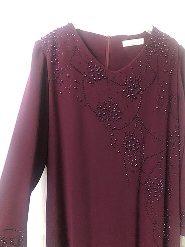 Bordo tesettür abiye elbise - Görsel 3