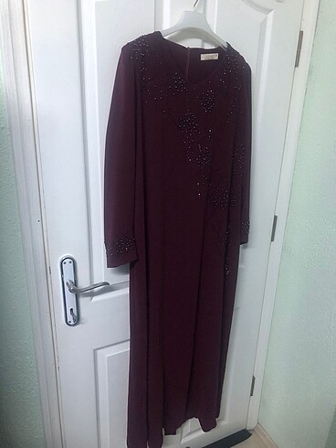 Bordo tesettür abiye elbise - Görsel 7