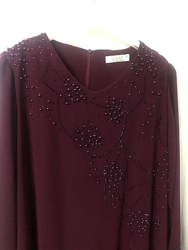 Bordo tesettür abiye elbise - Görsel 4