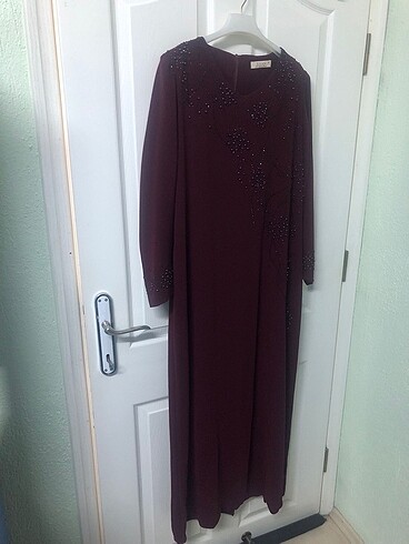 Bordo tesettür abiye elbise - Görsel 6