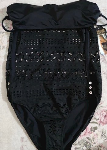 Dantel Detaylı Siyah Bohem Kadın Mayo - Görsel 4