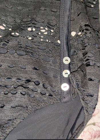 Dantel Detaylı Siyah Bohem Kadın Mayo - Görsel 2