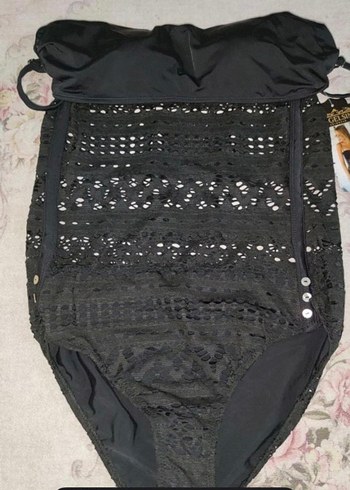 Dantel Detaylı Siyah Bohem Kadın Mayo - Görsel 3