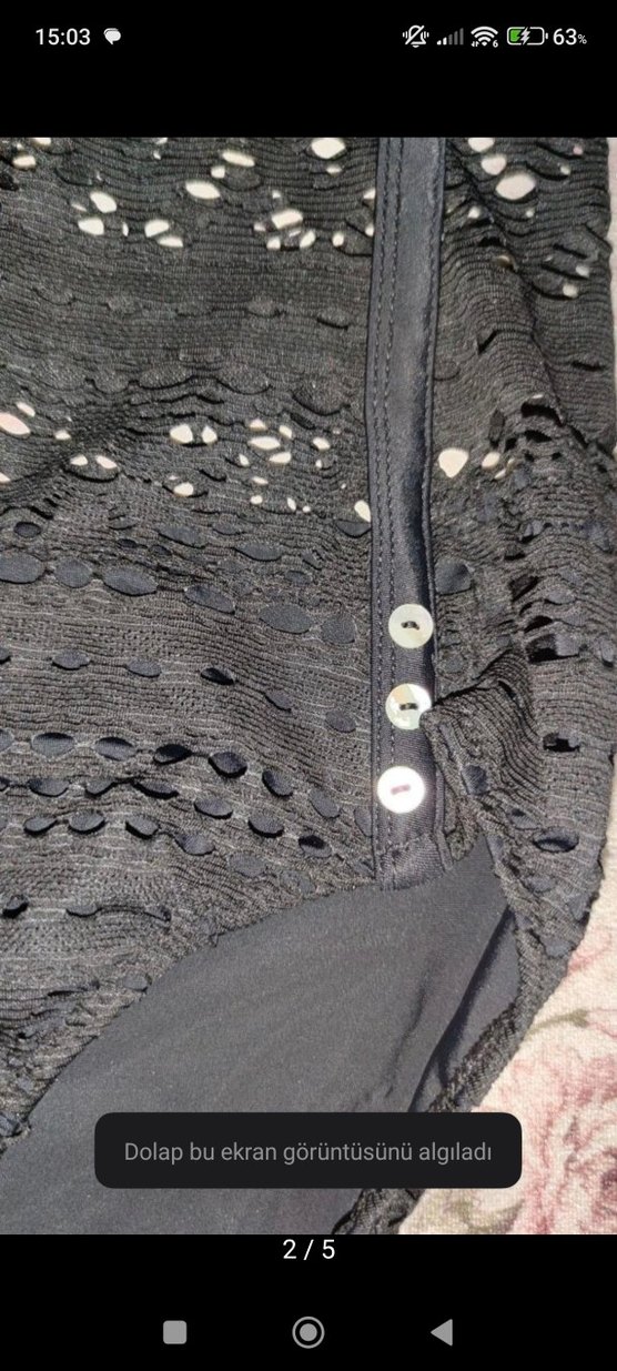 Dantel Detaylı Siyah Bohem Kadın Mayo - Görsel 2