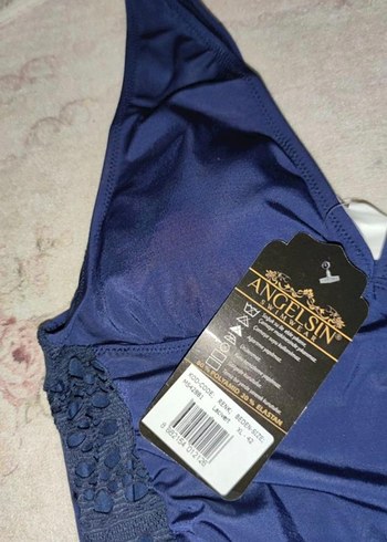 Lacivert Dantel İşlemeli Drapeli Mayo - Görsel 4