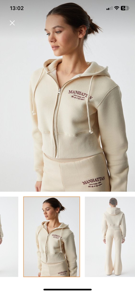 Bej Kadın Kapüşonlu ve Eşofman Altı Takımı - Görsel 2