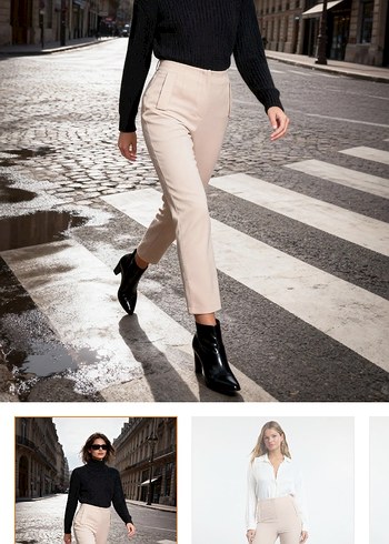 Bej Regular Fit Ofis Kumaş Pantolon - Görsel 2