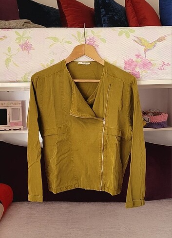 CREAM&ROUGE YAZLIK INCE DENIM KOT MONT