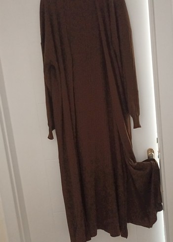 Kahverengi Uzun Kollu Triko Kadın Elbise - Görsel 3