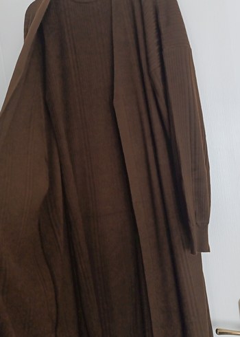 Kahverengi Uzun Kollu Triko Kadın Elbise - Görsel 2