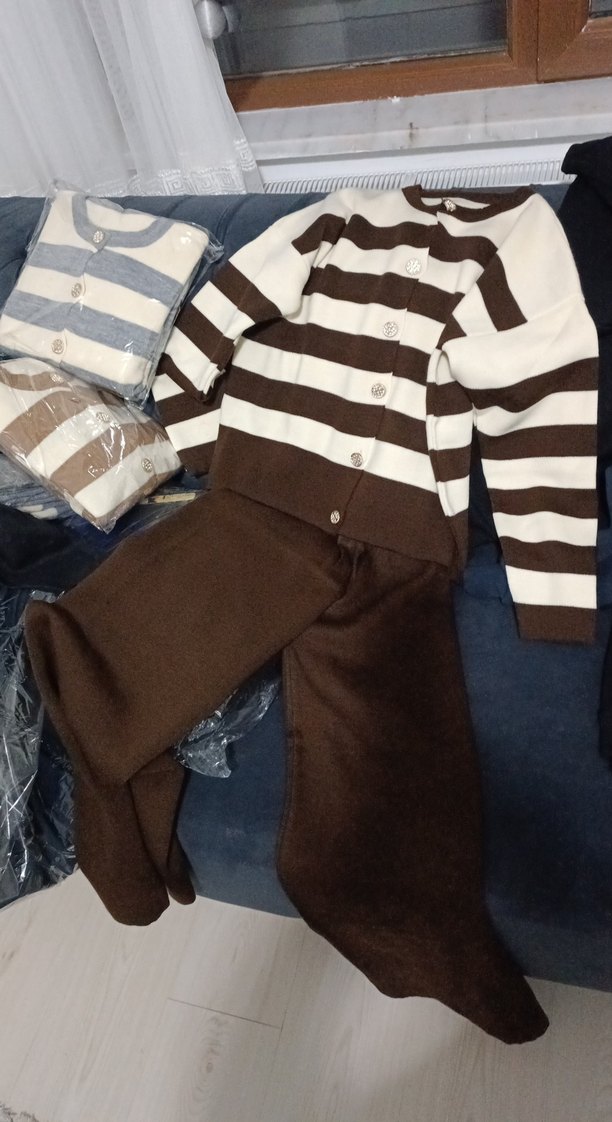 bayan Örgü Kahverengi Salaş Hırka alt - Görsel 2