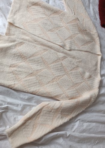 Bej V Yaka Kadın Triko Kazak - Görsel 3