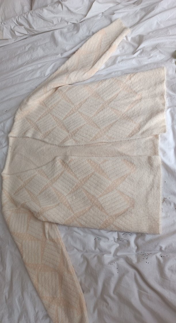 Bej V Yaka Kadın Triko Kazak - Görsel 2