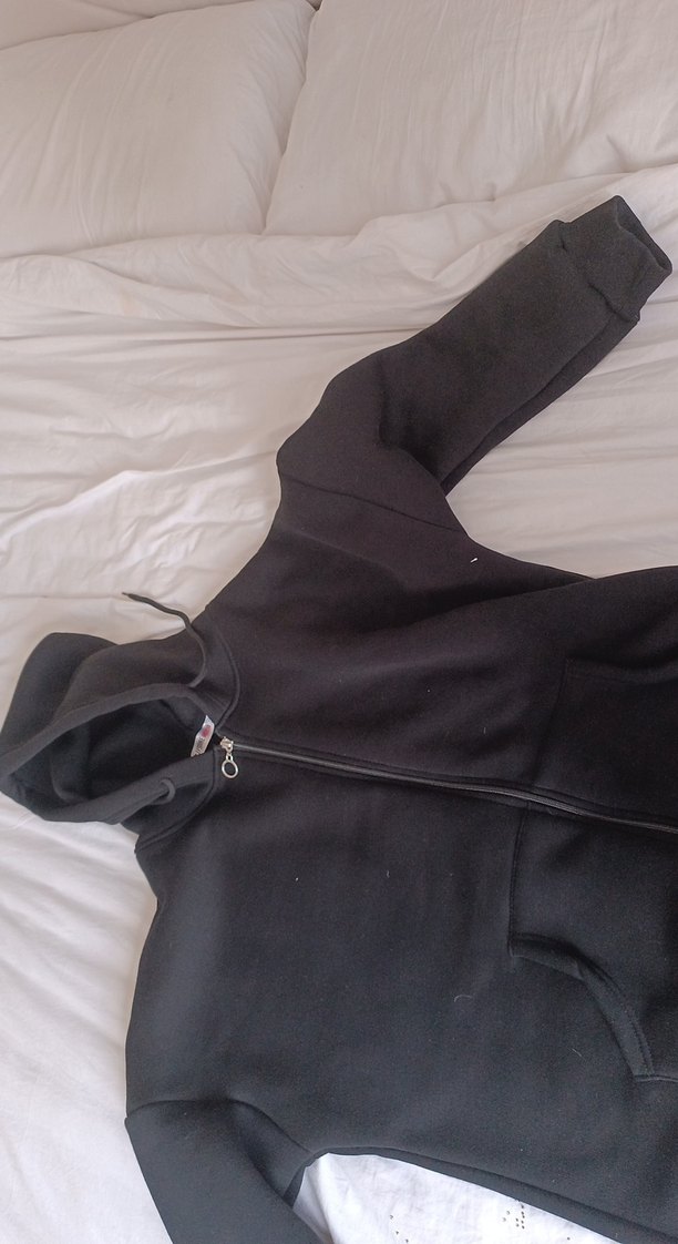 Siyah Kapüşonlu Fermuarlı Erkek Sweatshirt - Görsel 2