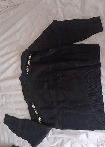 Düğmeli Siyah Kadın Kazak - Görsel 3