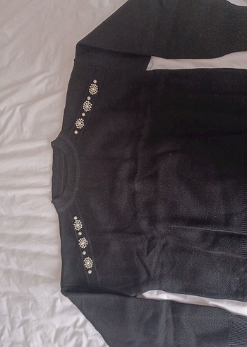 Düğmeli Siyah Kadın Kazak - Görsel 2