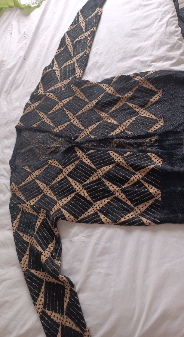 Kadın Bohem Örgü Kahverengi Şal - Görsel 2