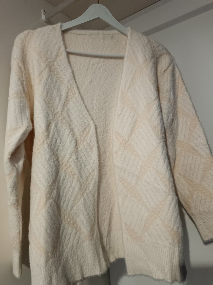 Bohem Tarz Beyaz Örgü Kadın Hırka - Görsel 2