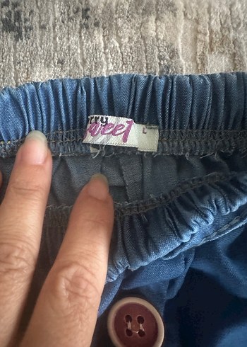 Diğer Düğmeli Mavi Midi Denim Etek