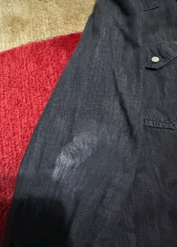 Gri Kadın Denim Düğmeli Uzun Kollu Gömlek - Görsel 2