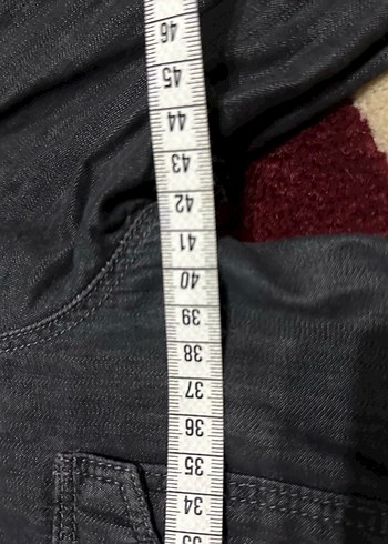 Gri Kadın Denim Düğmeli Uzun Kollu Gömlek - Görsel 5