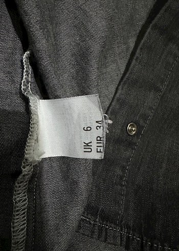 Gri Kadın Denim Düğmeli Uzun Kollu Gömlek - Görsel 4