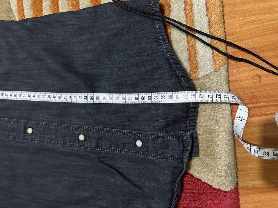 Gri Kadın Denim Düğmeli Uzun Kollu Gömlek - Görsel 3