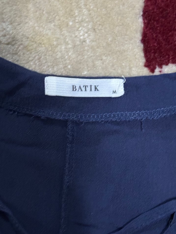 Lacivert V Yaka yarım Kollu elbise - Görsel 2