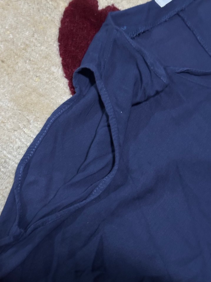 Lacivert V Yaka yarım Kollu elbise - Görsel 3