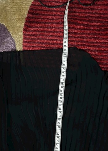 Siyah Piliseli Uzun Kadın geniş paça pantolon - Görsel 5