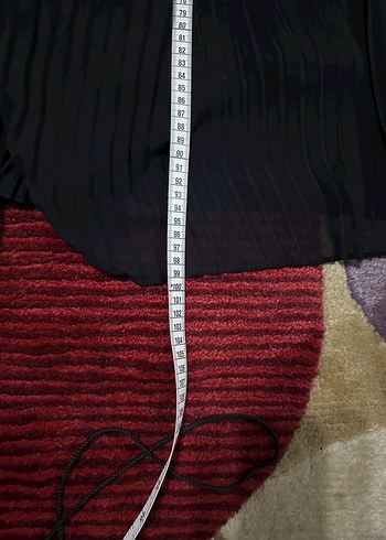 Siyah Piliseli Uzun Kadın geniş paça pantolon - Görsel 6