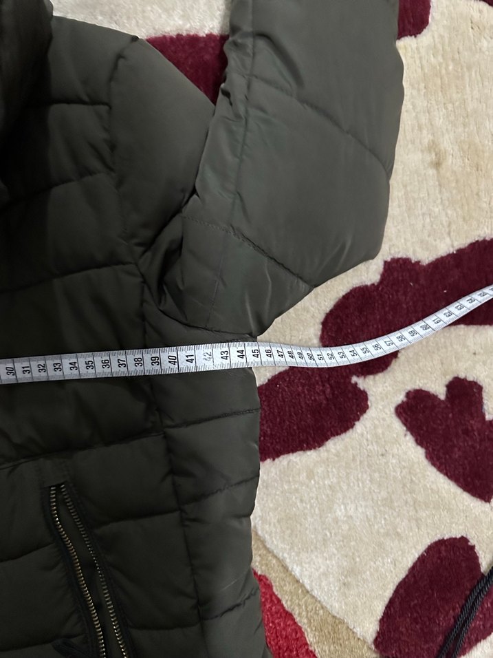 Fermuarlı haki Kadın Uzun Kışlık Mont - Görsel 3