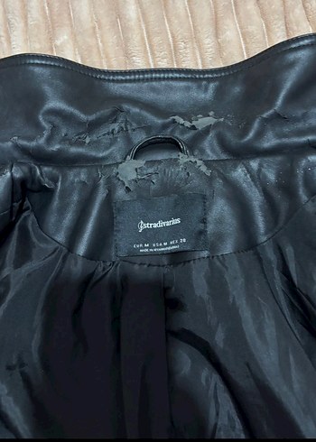 Düğmeli Siyah Deri Biker Ceket - Görsel 4