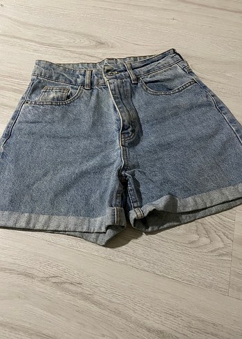 Gri Mavi Kadın Mini Denim Şort