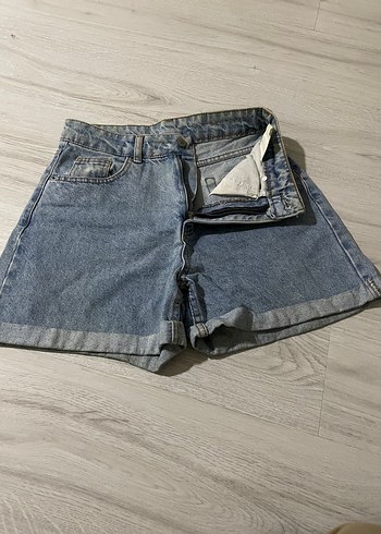 26 Beden Gri Mavi Kadın Mini Denim Şort