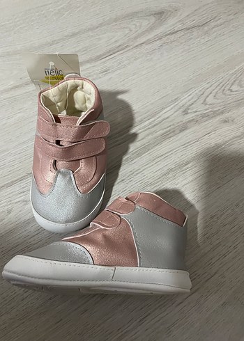 Kız Çocuk Gri-Pembe Cırtcırtlı İlkadım Ayakkabı - Görsel 2