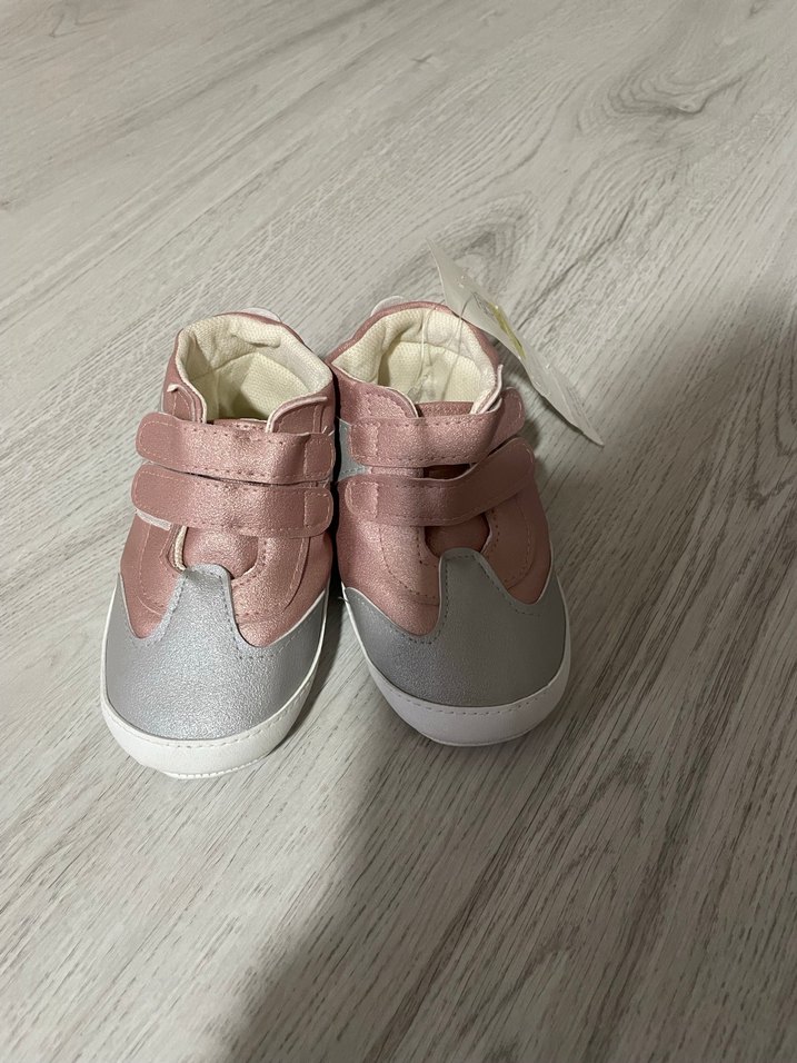 Kız Çocuk Gri-Pembe Cırtcırtlı İlkadım Ayakkabı - Görsel 4
