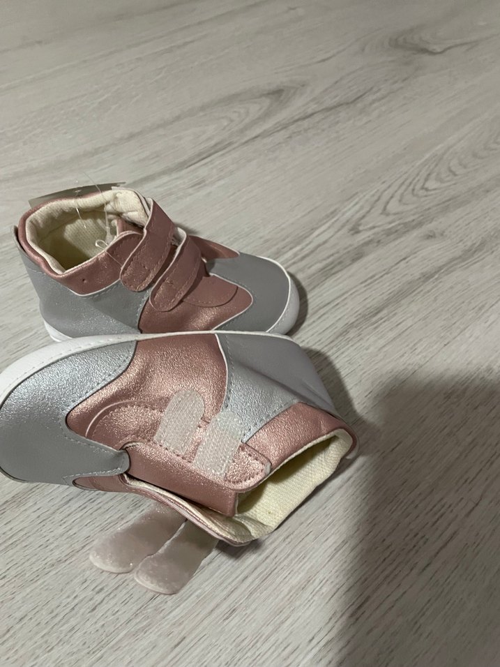 Kız Çocuk Gri-Pembe Cırtcırtlı İlkadım Ayakkabı - Görsel 5