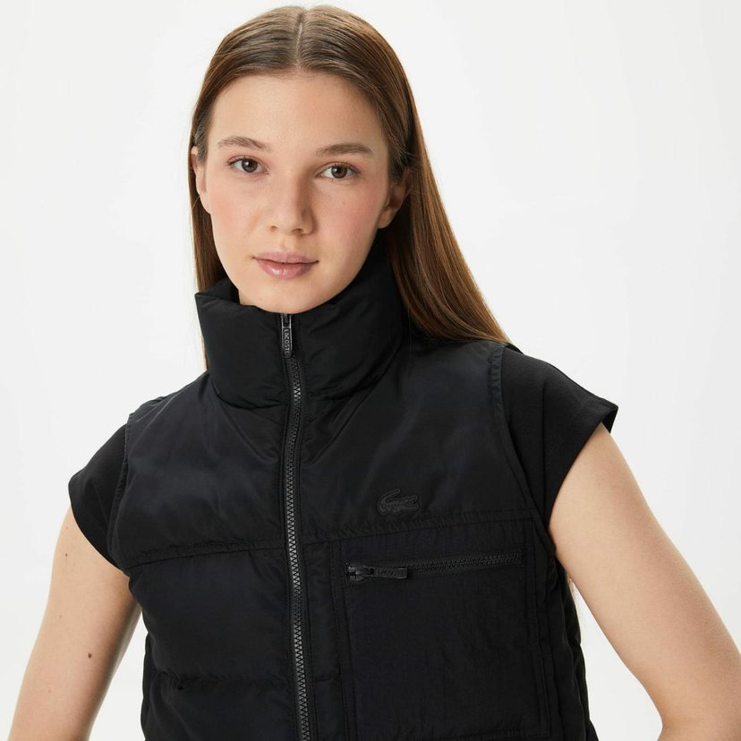 Siyah Kadın Denim Şişme Yelek - Görsel 4