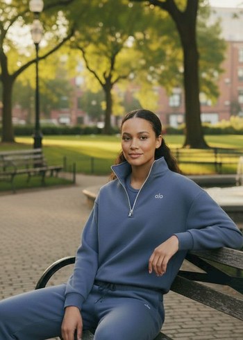 Mavi Denim Kadın Yarım Fermuarlı Eşofman Üstü Takım - Görsel 5