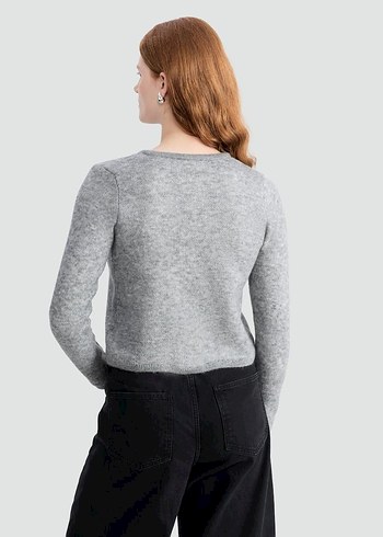 Gri Desenli Triko Kadın Hırka - Görsel 3